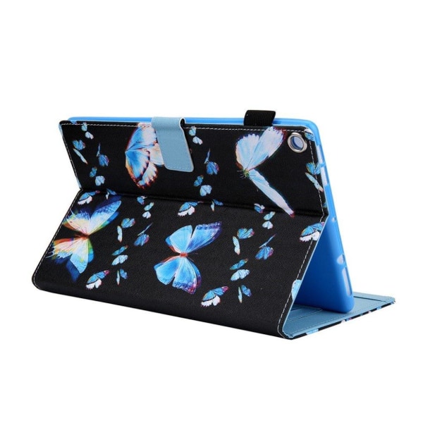 Amazon Fire HD 10 (2019) ainutlaatuinen kuvio nahkainen flip case - Perhoset Blue