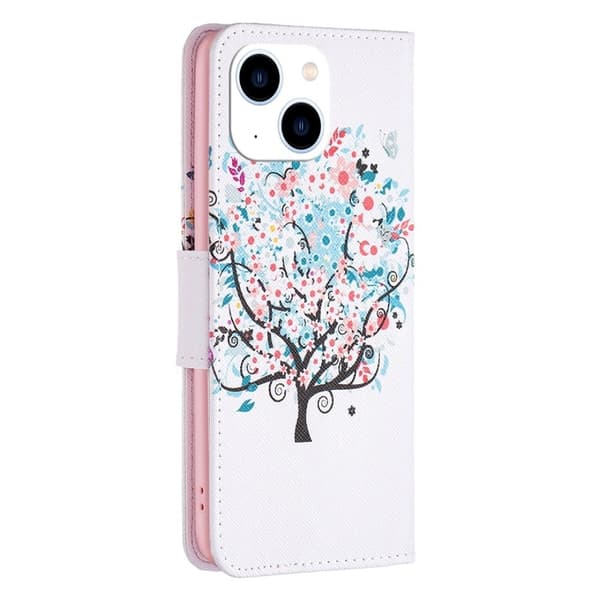 Wonderland iPhone 14 flip-etui - Blomstertre Pink