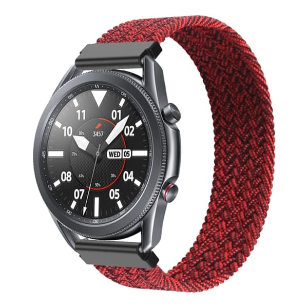 Samsung Galaxy Watch 3 (45 mm) elastisk nylon-urrem - Metallic Rød Størrelse: Xs Red