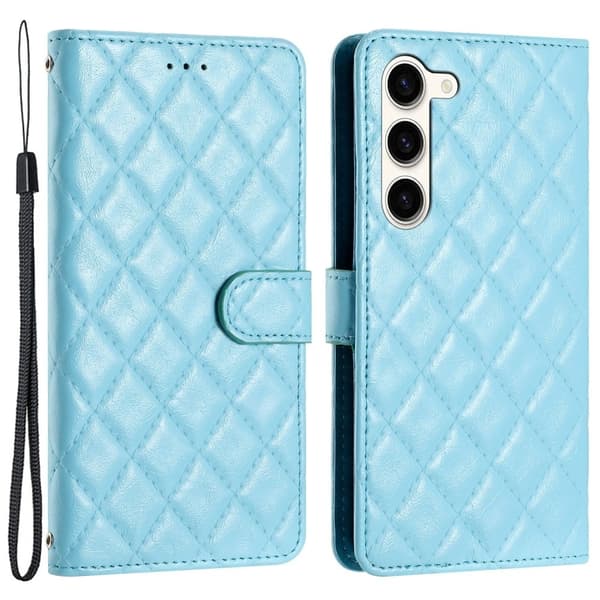 Funktionellt Samsung Galaxy S23 fodral med rombmönster - Blå Blå