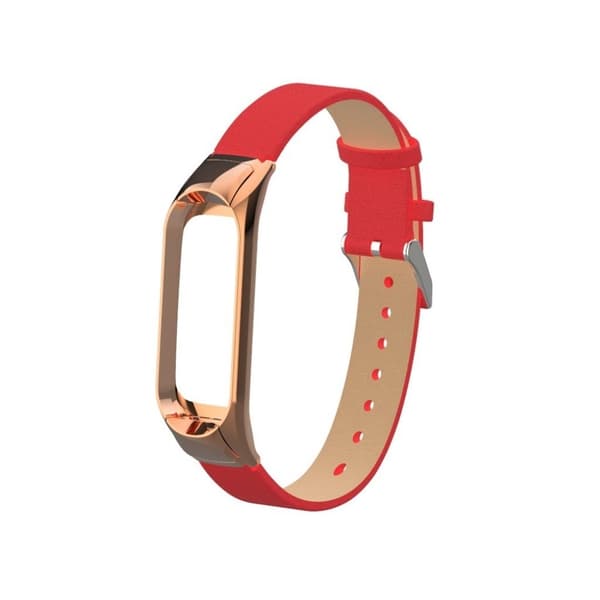 Xiaomi Mi Smart Band 4 ægte læder Urrem - Rød Red