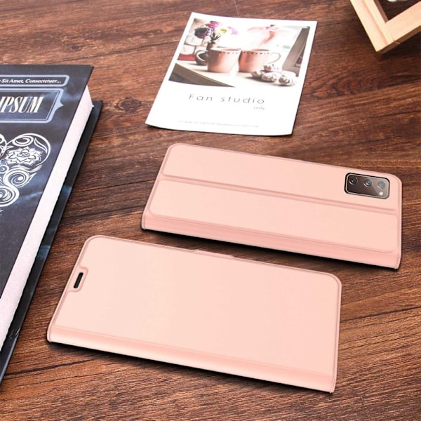 Glat og tyndt Premium Pu Læder Etui til Galaxy S20 Fe 2022 / S20 Fe 5g / S20 Fe - Rødguld Pink
