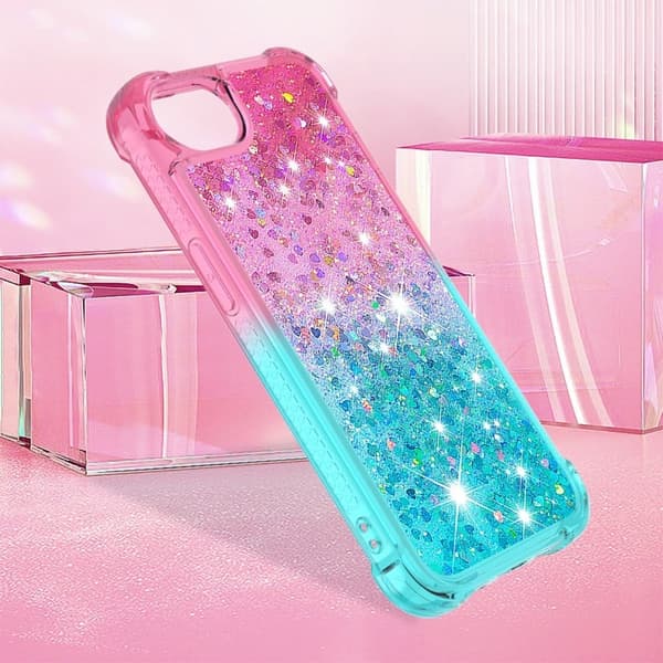 iPhone 16e Fleksibelt etui Gradient Quicksand Telefon bakdeksel - Rosa + Himmelblå Pink