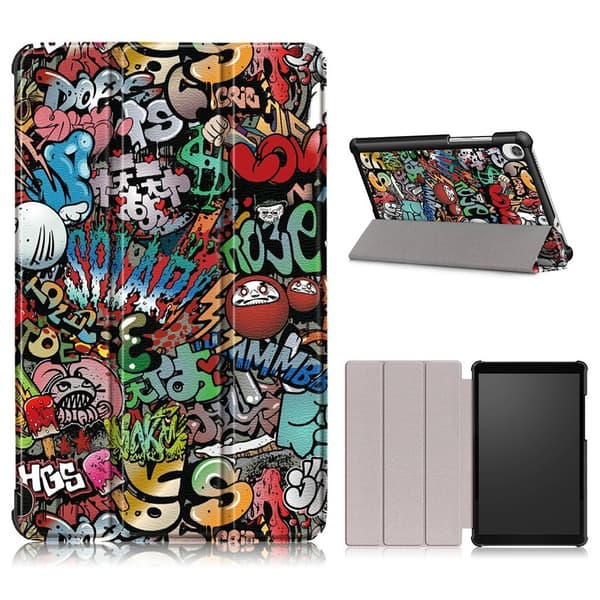 Lenovo Tab M8 läderfodral med coolt mönster - Graffiti-Mönster multifärg