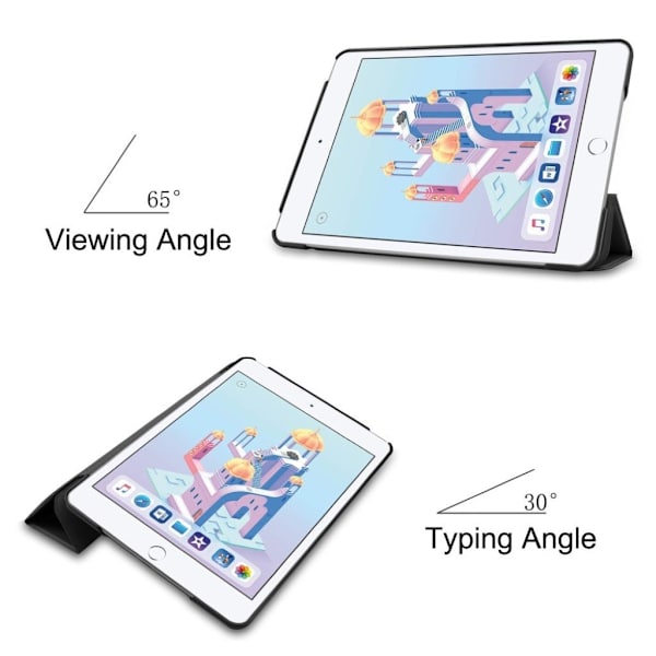 iPad Mini (2019) tre-fold læderetui - Sort Black