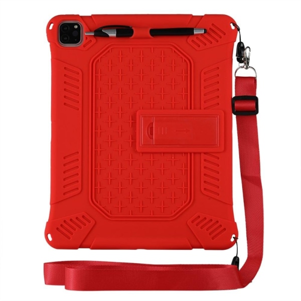 iPad Pro 12.9 (2021) / (2020) / (2018) silicone cover with strap Red