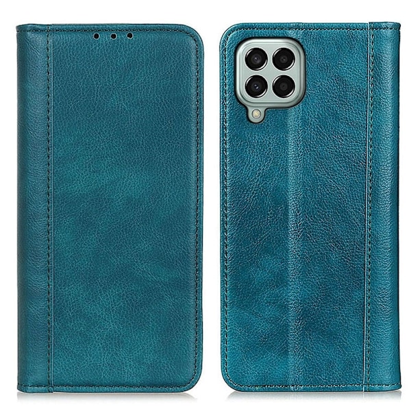 Äkta läder Samsung Galaxy M33 5G fodral med magnetisk stängning Grön