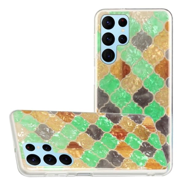 Deco Samsung Galaxy S22 Ultra Etui - Green Splicing Green