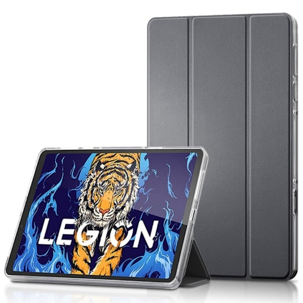 Tri-fold läderfodral för Lenovo Legion Y700 - Grå Silvergrå