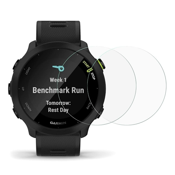 2Pcs Garmin Forerunner 55 arc edge skærmbeskytter i hærdet glas Transparent