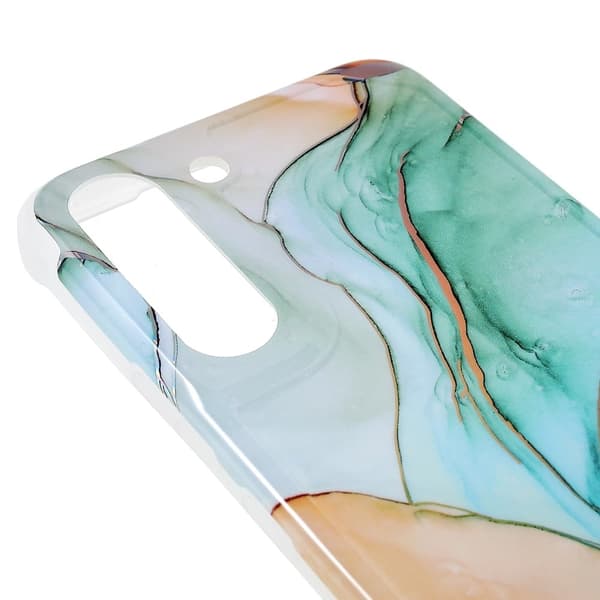 Marble Samsung Galaxy S22 Plus Suojakotelo - Oranssi / Vihreä Multicolor