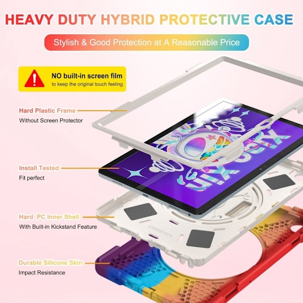 Lenovo Tab M10 Plus (Gen 3) 360 astetta kääntyvä silikonisuojus käsihihnalla - Värikäs Punainen Multicolor