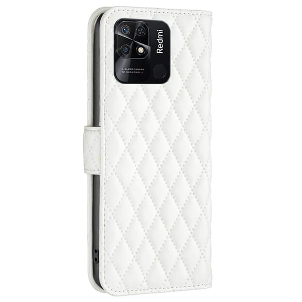 Rombemønster, matt flip-deksel for Xiaomi Redmi 10C - Hvit White
