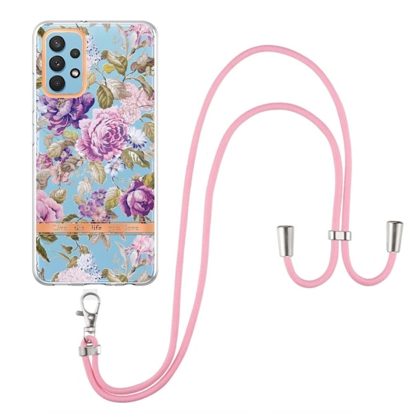 Slimmat och tåligt mjukband med nyckelband för Samsung Galaxy A32 - Lila Pion Lila