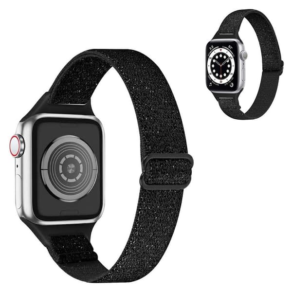 Apple Watch 40 mm nylon-urrem - Glitter Sort Black