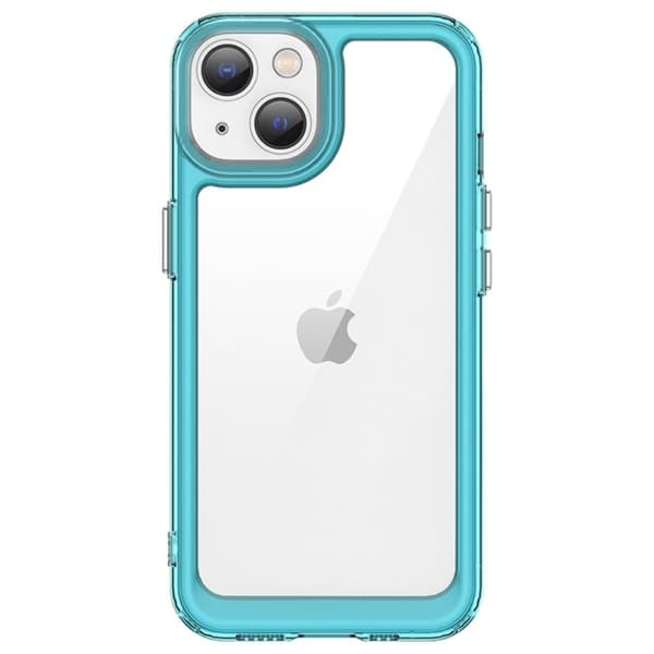 iPhone 14 smart akryl cover - Gennemsigtig Blå Blue