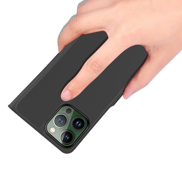 Glat og tyndt premium iPhone 13 Pro læderetui - Sort Black