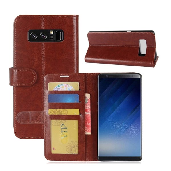 Samsung Galaxy Note 8 Læder etui med indbygget pung - Brun Brown
