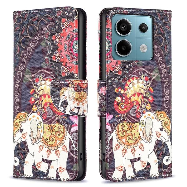 Wonderland Xiaomi Redmi Note 13 Pro 4G flip-etui - Blomst Og Elefant Multicolor