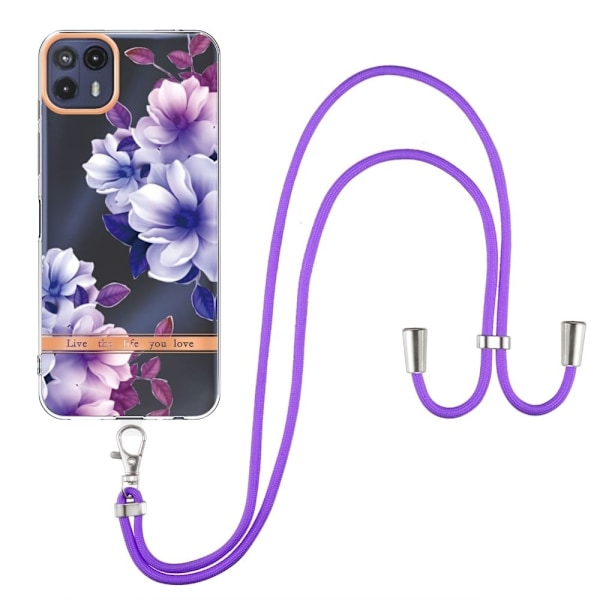 Ohut ja kestävä pehmeä kansi, jossa on kiinnityslenkki Motorola Moto G50 5G:lle - Violetti Begonia Purple