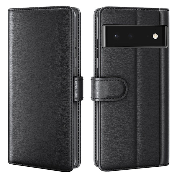 Aito nahkakotelo luottokorttipaikoilla Google Pixel 6 - Musta Black