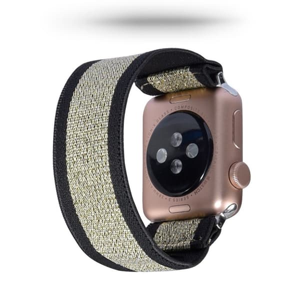 Apple Watch Series 5 / 4 44mm nylon-urrem - Sort / Guld Gold