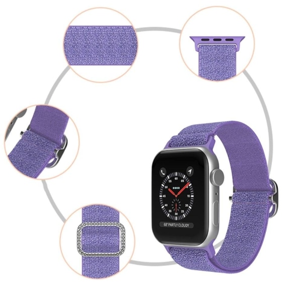 Apple Watch (45 mm) klockarmband i nylon med sömmar och strassspänne - Lila Lila