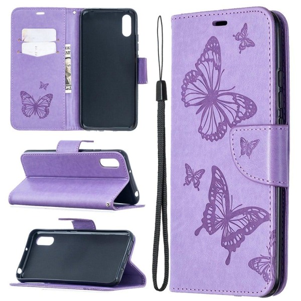 Butterfly läder Xiaomi Redmi 9A fodral - Lila Lila