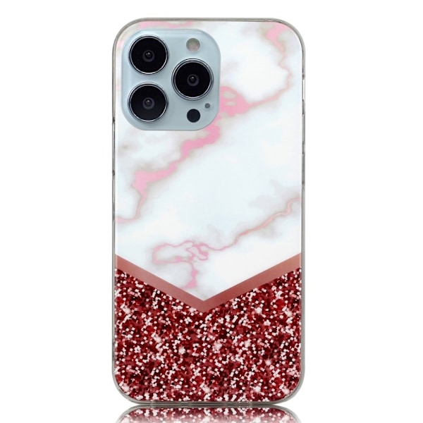 Marble iPhone 14 Pro Max Etui - Rose Gold Splicing Klinkekule Multicolor