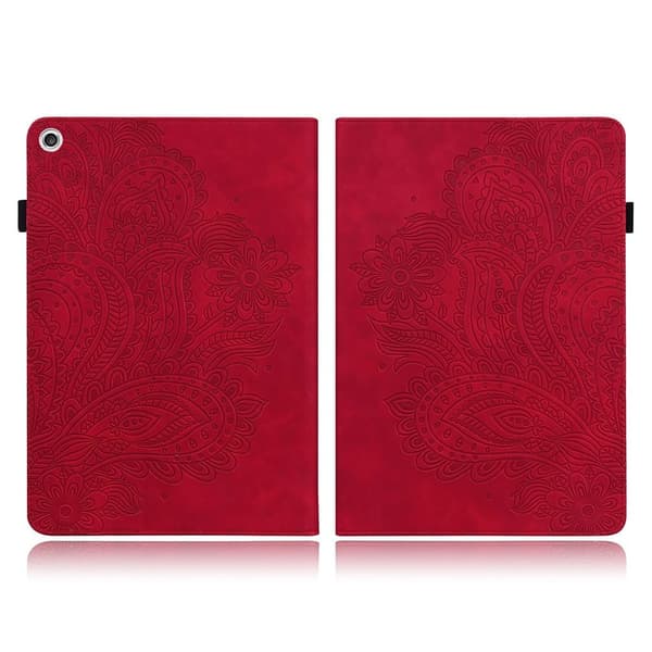 Lenovo Tab M10 HD Gen 2 Blomster Tryk Læder Etui - Rød Red
