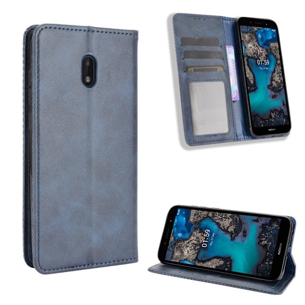 Bofink Vintage Nokia C1 Plus Læder etui - Blå Blue