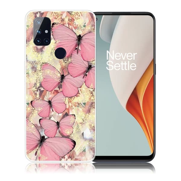 Deco OnePlus Nord N100 Etui - Rosa Sommerfugl Pink