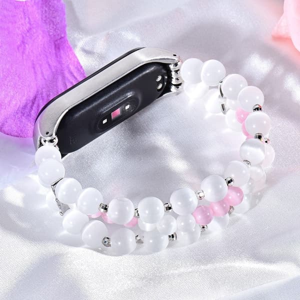Xiaomi Mi Smart Band 6 / 5 trippel perle opal perler klokkerem - Hvit White