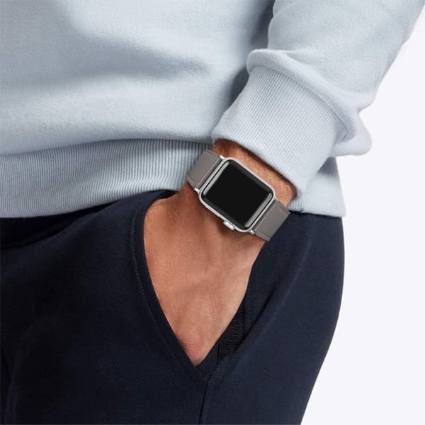 Apple Watch (41mm) nahkainen kellonhihna - Harmaa Silver grey