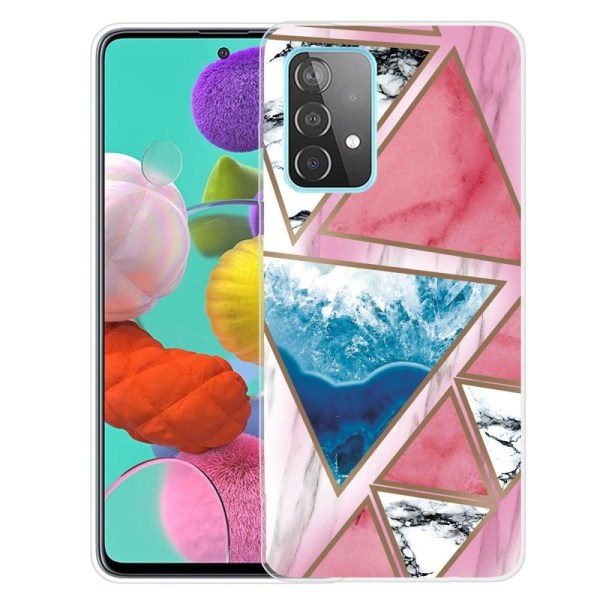 Deco Samsung Galaxy A73 Etui - Hvid / Blå / Rose Trekant Multicolor