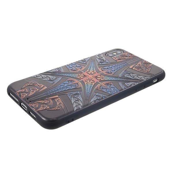 iPhone Xs Max etui med præget mønster - Unique Cross Multicolor