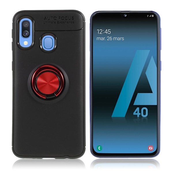 Samsung Galaxy A40 fingerringfodral - Svart / Röd Svart
