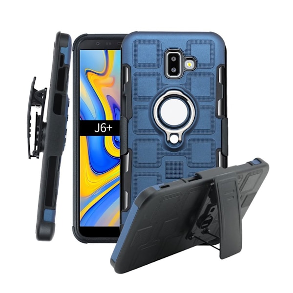 Samsung Galaxy J6 Plus (2018) Geometrisk mønster hybrid etui - Mørkeblå Blue