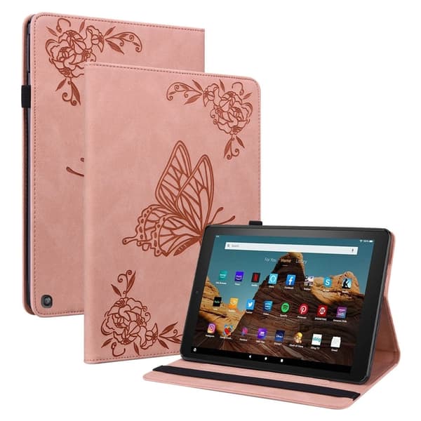 Amazon Fire HD 10 (2023) Læderetui Kortholder Stativ Tablet Cover - Lyserød Pink