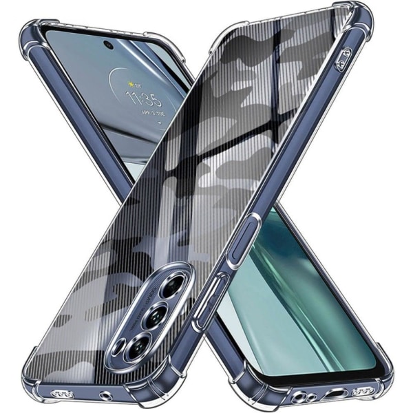 RZANTS halvgennemsigtigt cover med cool print og hjørnebeskyttelse til Motorola Moto G62 5G Transparent