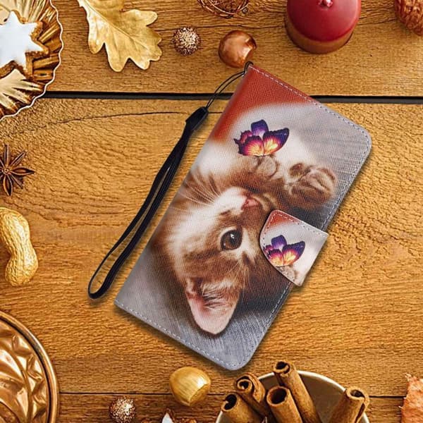 Wonderland Samsung Galaxy A55 flip etui - Sommerfugl / Kat Brown