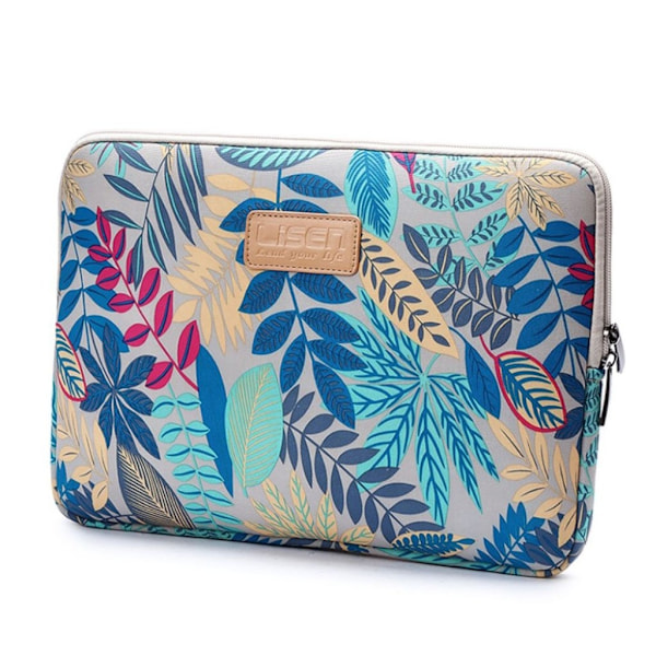 LISEN laptop 14 tum laptopväska flanell canvas löv - Grå Bakgrund Silvergrå