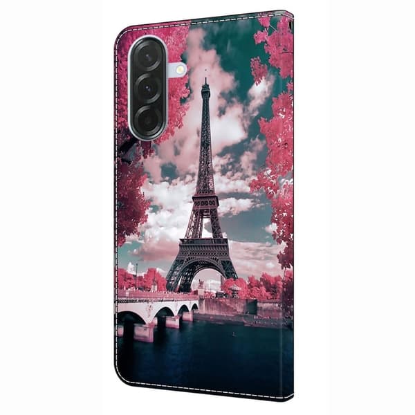Samsung Galaxy A36 5G Plånboksfodral Mönster Tryck Stativ Läder Flip Telefonskal - Eiffeltornet Rosa