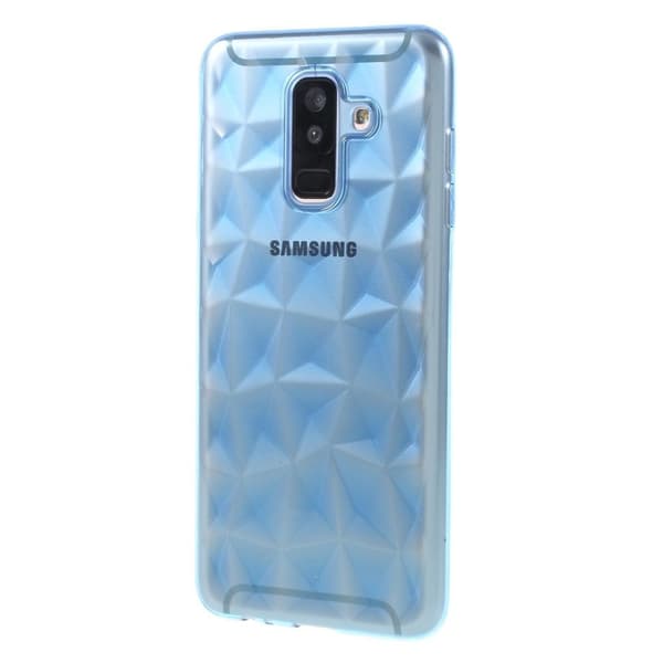 Samsung Galaxy A6 Plus (2018) mobiletui i silikone med 3D diamant mønster - Blå Blue