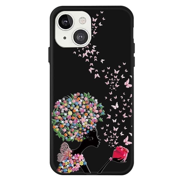 Butterfly iPhone 14 skinnveske - Sommerfugl Og Blomst Multicolor