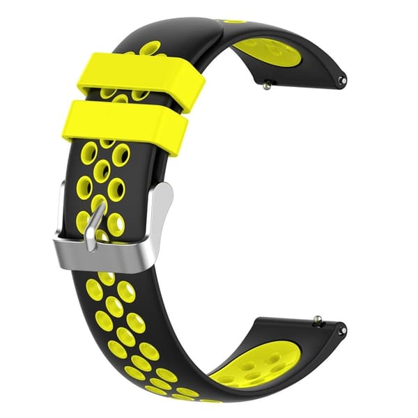 22 mm universal tofarvet silikone-urrem - Sort / Gul Multicolor