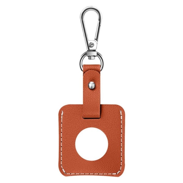 AirTags square shape leather cover with key ring - Orange Orange
