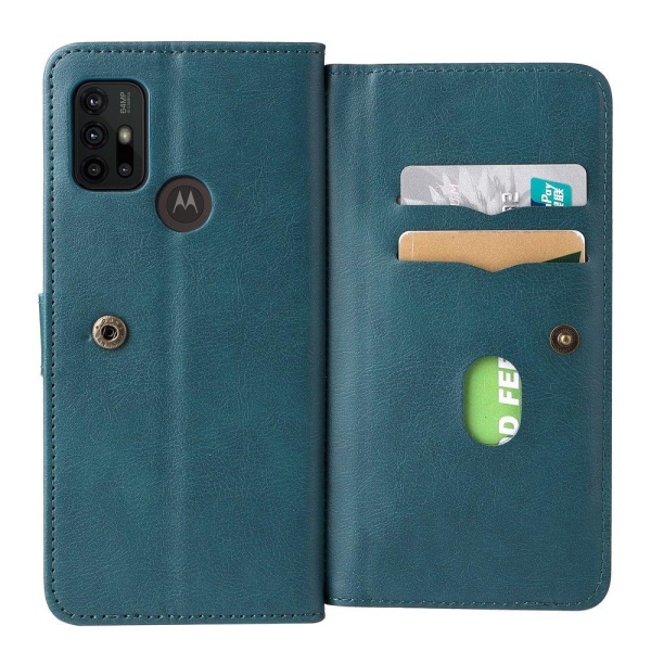 10-slot Lompakko Suojakotelo For Motorola Moto G30 / G10 - Mustanvihreä Green