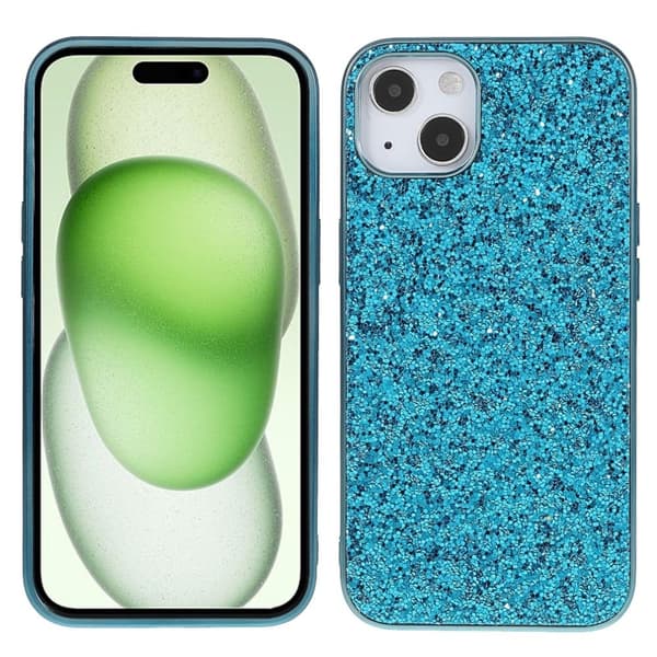 Glitter iPhone 15 Plus kotelot - Tummansininen Blue