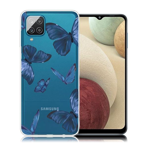 Deco Samsung Galaxy A12 5G Etui - Blåe Sommerfugler Blue